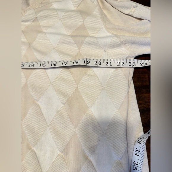 Burberry Golf Men’s Cream 100% Cotton Lightweight V-Neck Argyle Sweater Sz XXL - Picture 10 of 12